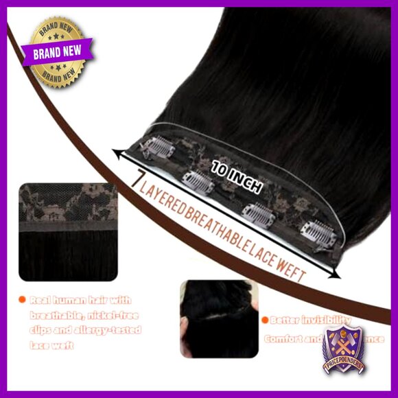 16 Inch 80G Remy Human Hair Extensions with Invisible Wire Clip-Ins